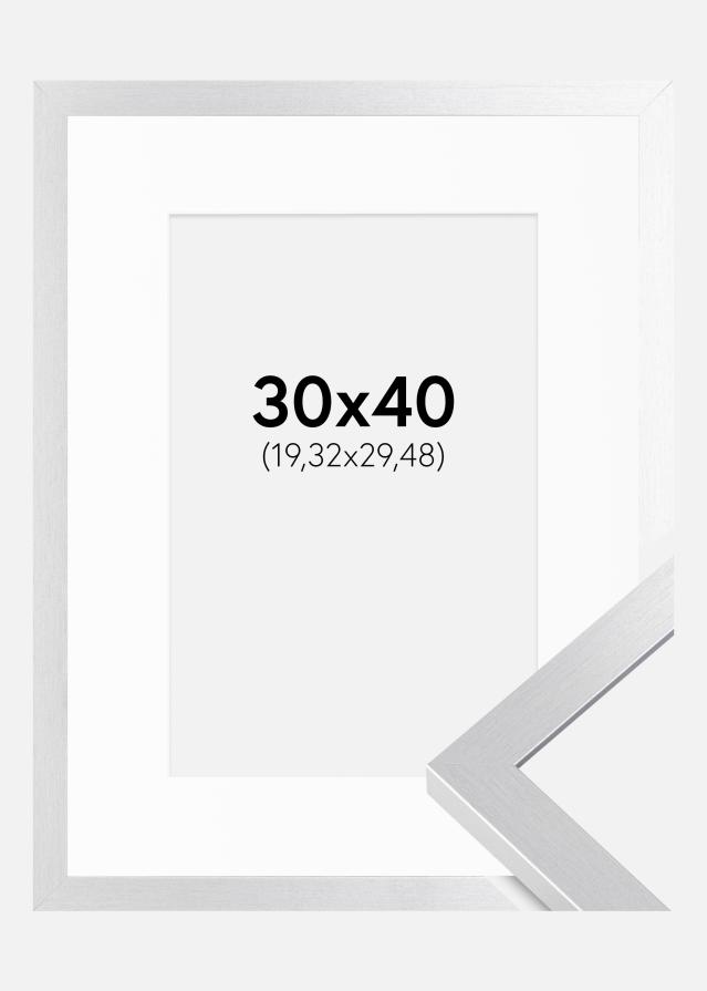 Ram med passepartou Fotolijst Selection Zilver 30x40 cm - Passe-partout Wit 8x12 inches