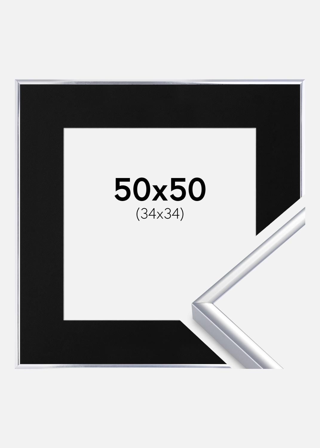 Product Image for Fotolijst Aluminium Glanzend Zilver 50x50 cm - Passe-partout Zwart 35x35 cm