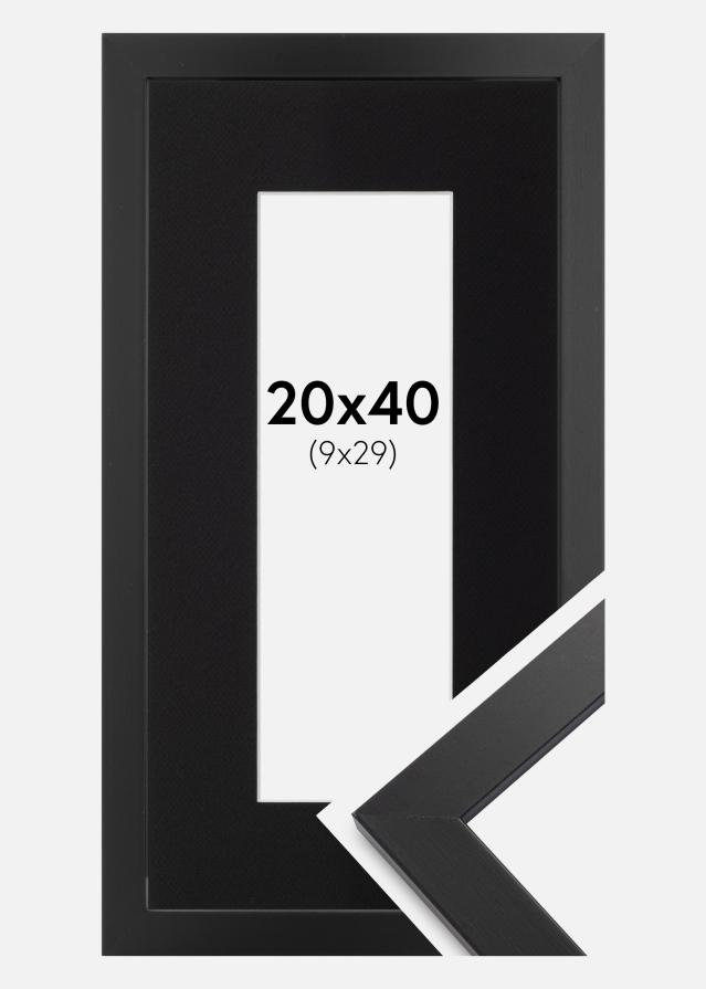 Ram med passepartou Fotolijst Black Wood 20x40 cm - Passe-partout Zwart 10x30 cm