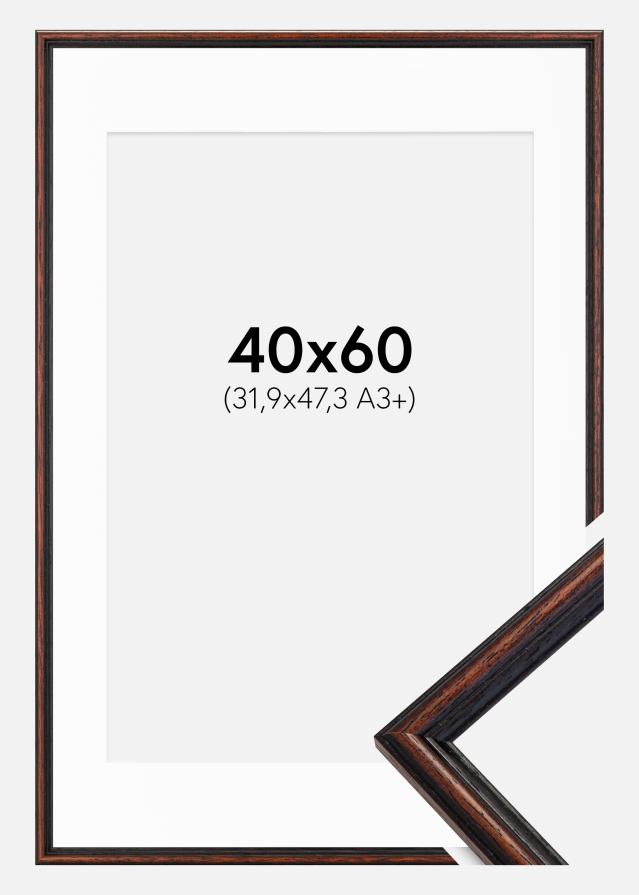 Ram med passepartou Fotolijst Horndal Walnoot 40x60 cm - Passe-partout Wit 32,9x48,3 cm (A3+)