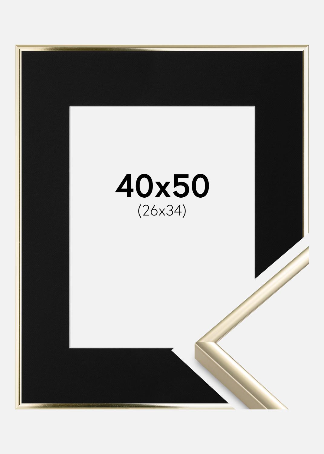 Product Image for Fotolijst Aluminium Glanzend Goud 40x50 cm - Passe-partout Zwart 27x35 cm