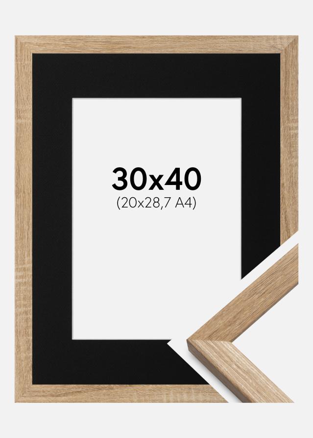 Ram med passepartou Fotolijst Fiorito Licht Eiken 30x40 cm - Passe-partout Zwart 21x29,7 cm (A4)