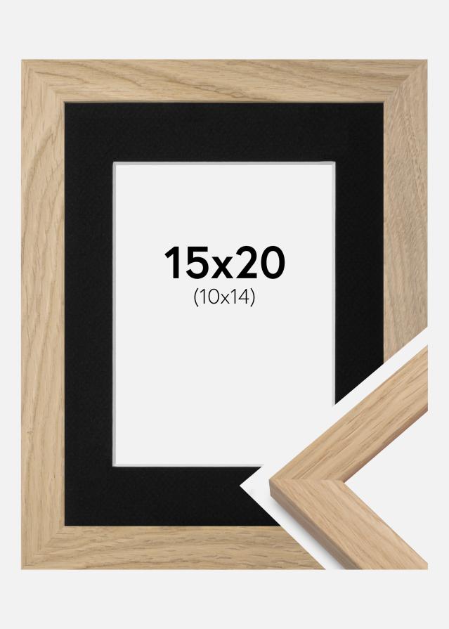 Ram med passepartou Fotolijst Oak Wood 15x20 cm - Passe-partout Zwart 11x15 cm