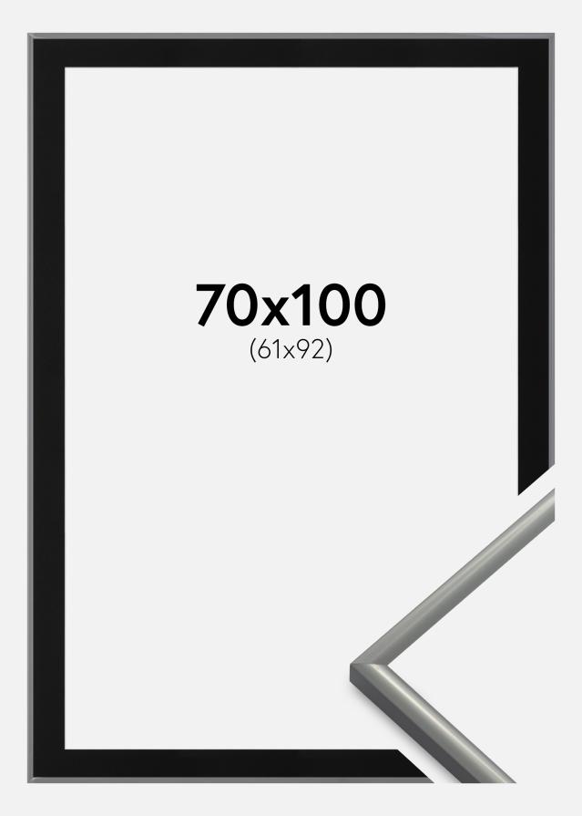 Ram med passepartou Fotolijst New Lifestyle Lichtgrijs 70x100 cm - Passe-partout Zwart 62x93 cm