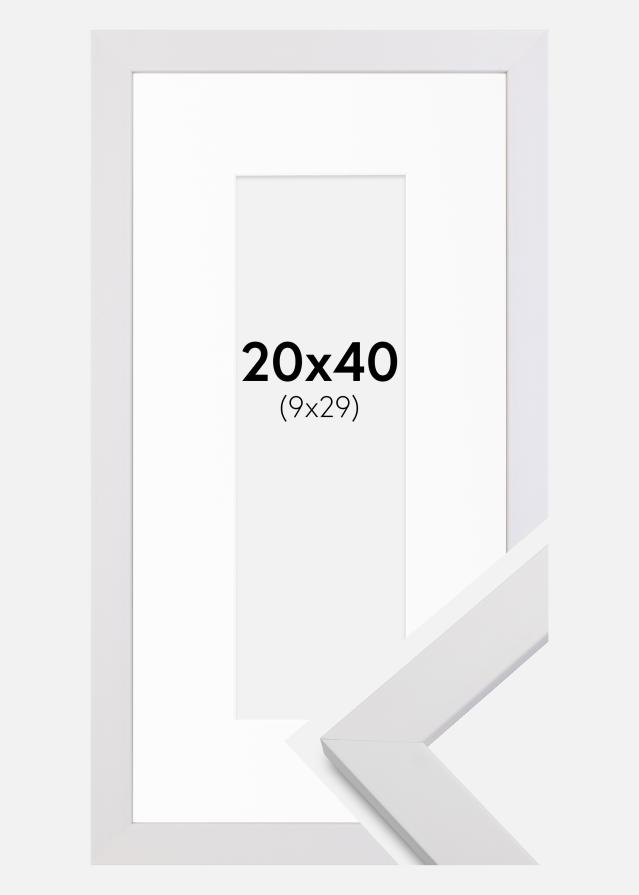 Ram med passepartou Fotolijst White Wood 20x40 cm - Passe-partout Wit 10x30 cm
