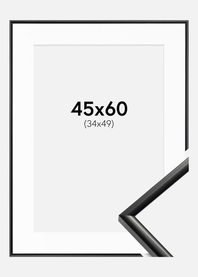 Ram med passepartou Fotolijst New Lifestyle Zwart 45x60 cm - Passe-partout Wit 35x50 cm