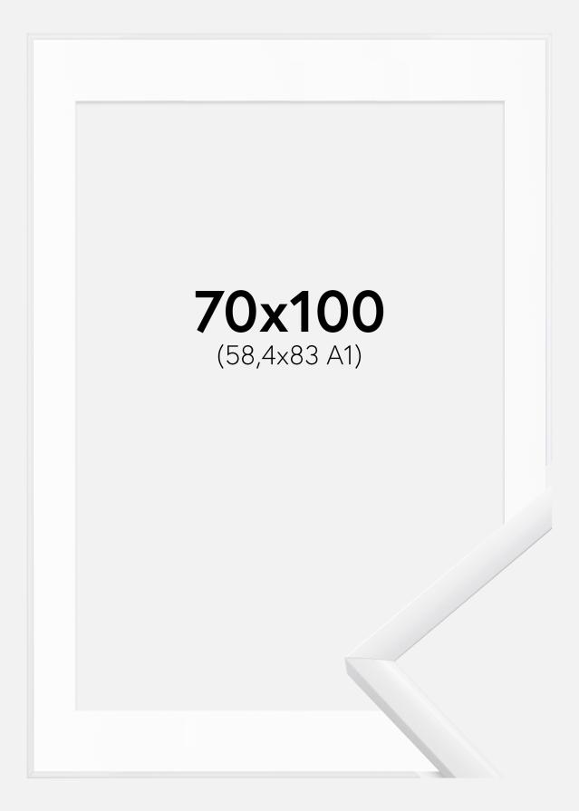 Ram med passepartou Fotolijst New Lifestyle Wit 70x100 cm - Passe-partout Wit 59,4x84 cm (A1)