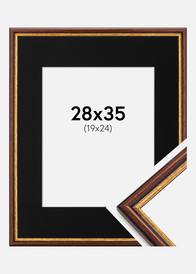 Ram med passepartou Fotolijst Horndal Bruin 28x35 cm - Passe-partout Zwart 20x25 cm