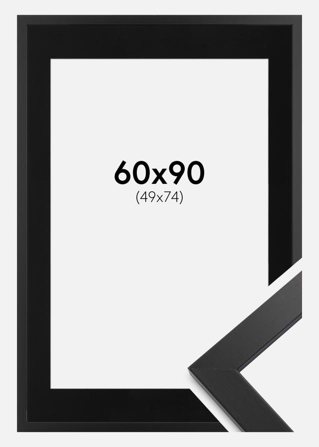 Ram med passepartou Fotolijst Black Wood 60x90 cm - Passe-partout Zwart 50x75 cm