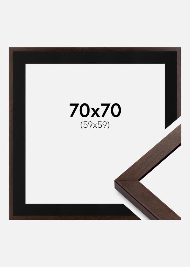Ram med passepartou Fotolijst Selection Walnoot 70x70 cm - Passe-partout Zwart 60x60 cm