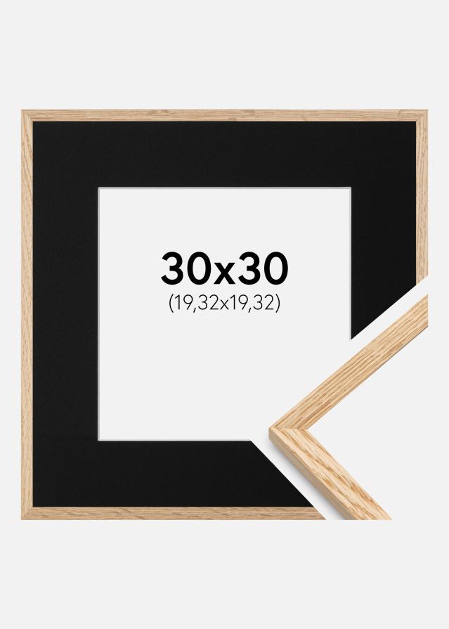 Ram med passepartou Fotolijst Smal Eikenhout 30x30 cm - Passe-partout Zwart 8x8 inches