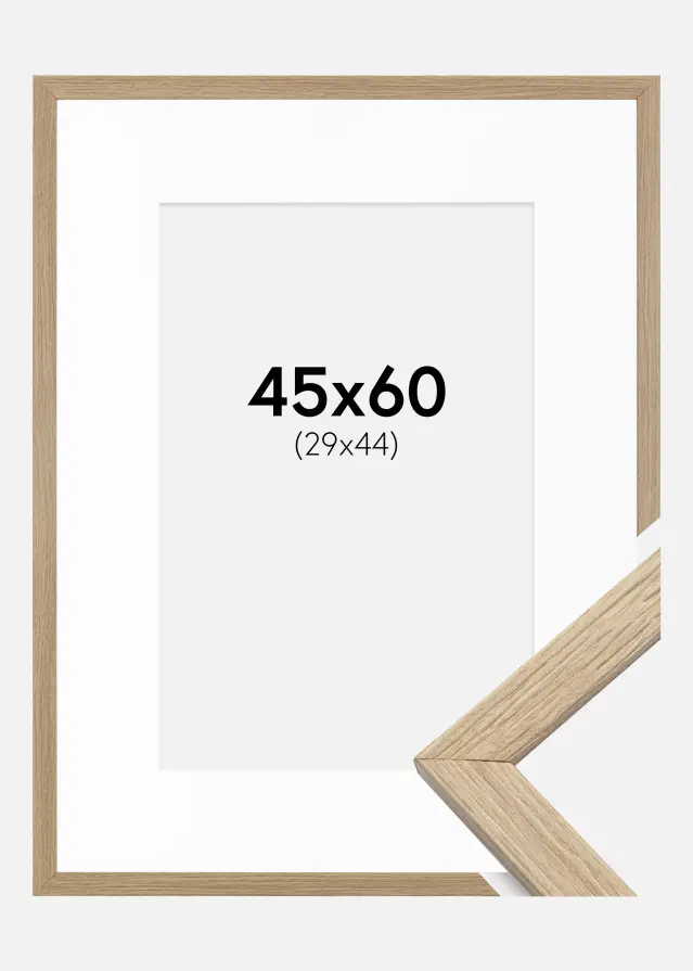Ram med passepartou Fotolijst Stilren Acrylglas Eiken 45x60 cm - Passe-partout Wit 30x45 cm