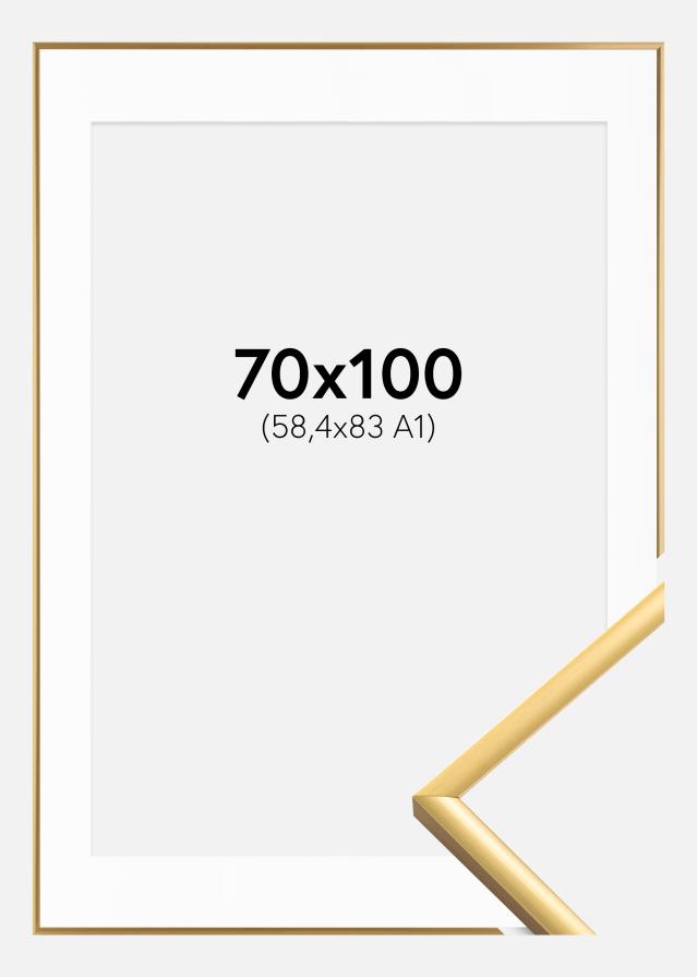 Ram med passepartou Fotolijst New Lifestyle Shiny Gold 70x100 cm - Passe-partout Wit 59,4x84 cm (A1)