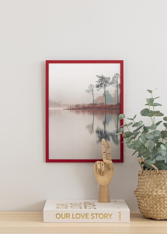 Ram med passepartou Fotolijst Edsbyn Rood 40x60 cm - Passe-partout Zwart 30x50 cm
