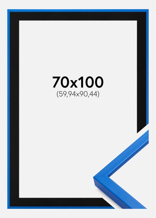 Ram med passepartou Fotolijst E-Line Blauw 70x100 cm - Passe-partout Zwart 24x36 inches