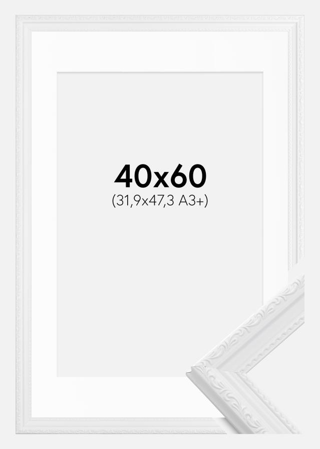 Ram med passepartou Fotolijst Abisko Wit 40x60 cm - Passe-partout Wit 32,9x48,3 cm (A3+)