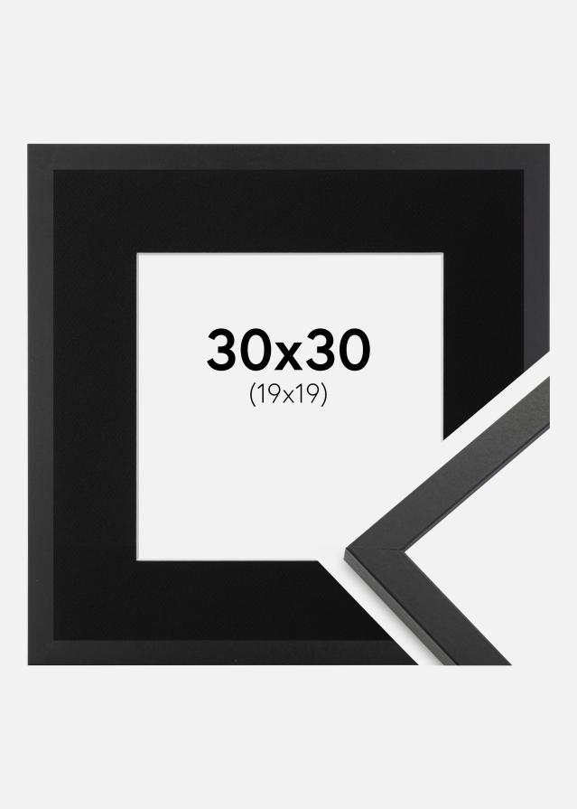 Ram med passepartou Fotolijst Trendy Zwart 30x30 cm - Passe-partout Zwart 20x20 cm