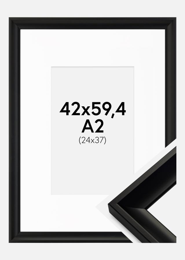 Ram med passepartou Fotolijst Öjaren Zwart 42x59,4 cm (A2) - Passe-partout Wit 25x38 cm