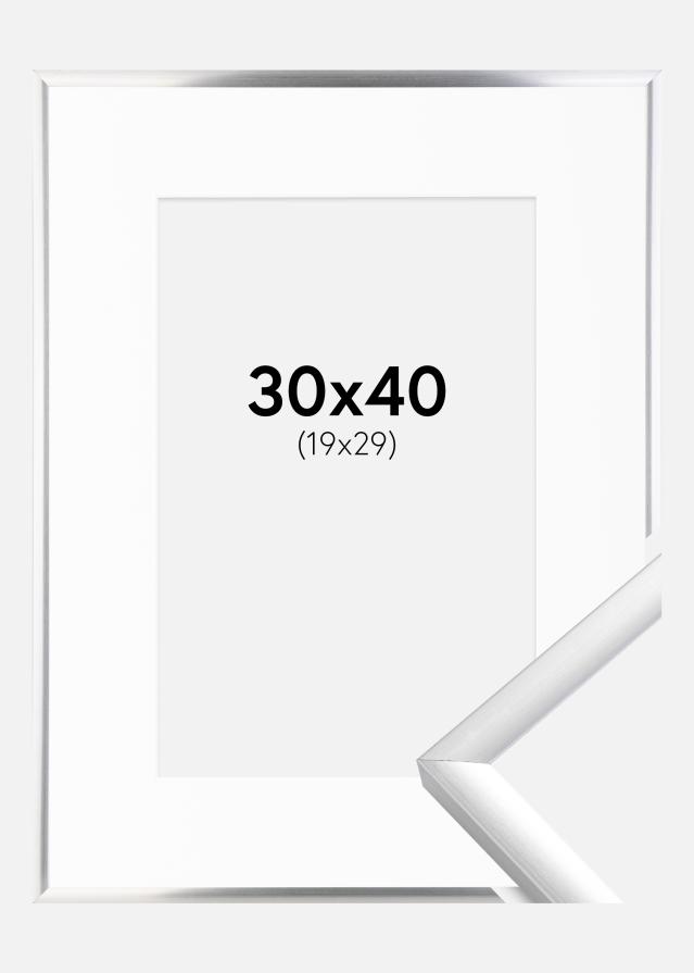 Ram med passepartou Fotolijst New Lifestyle Zilver 30x40 cm - Passe-partout Wit 20x30 cm