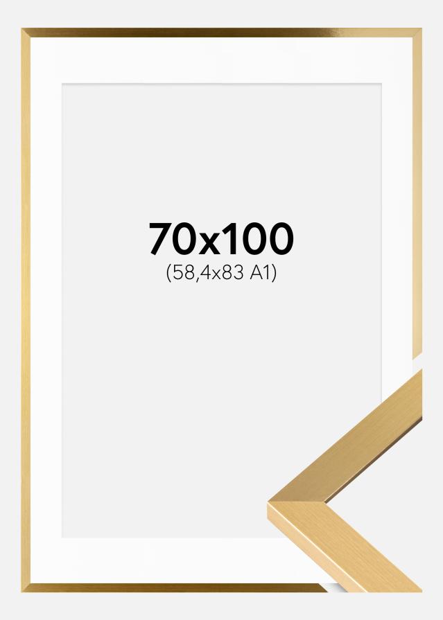 Ram med passepartou Fotolijst Selection Goud 70x100 cm - Passe-partout Wit 59,4x84 cm (A1)