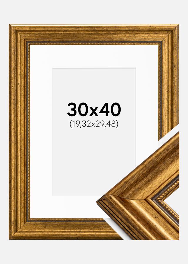Ram med passepartou Fotolijst Rokoko Goud 30x40 cm - Passe-partout Wit 8x12 inches