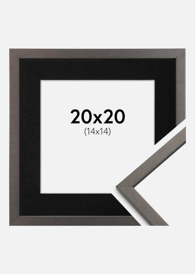 Ram med passepartou Fotolijst Edsbyn Grafiet 20x20 cm - Passe-partout Zwart 15x15 cm
