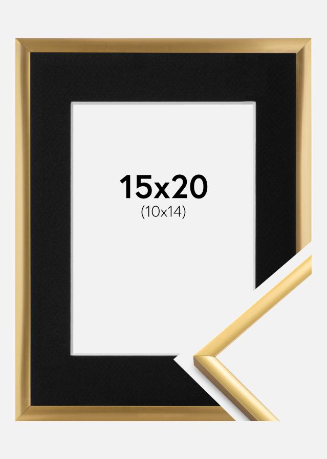 Ram med passepartou Fotolijst New Lifestyle Shiny Gold 15x20 cm - Passe-partout Zwart 11x15 cm