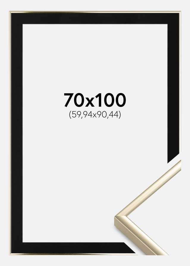 Ram med passepartou Fotolijst Aluminium Glanzend Goud 70x100 cm - Passe-partout Zwart 24x36 inches