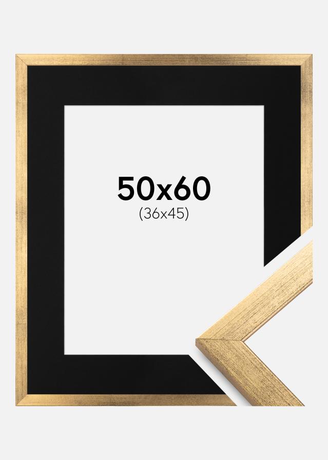 Ram med passepartou Fotolijst Stilren Goud 50x60 cm - Passe-partout Zwart 37x46 cm
