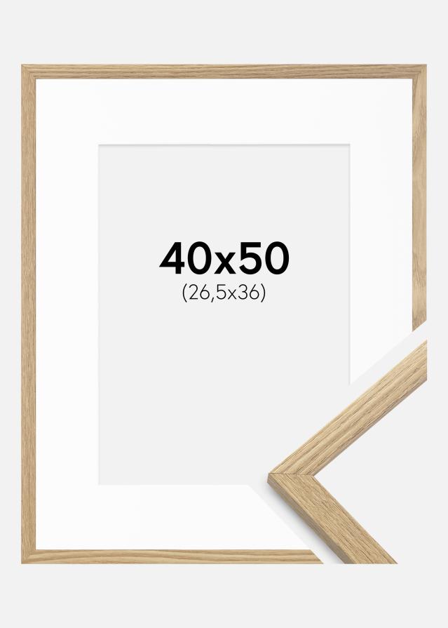 Ram med passepartou Fotolijst Trendy Eiken 40x50 cm - Passe-partout Wit 27,5x37 cm