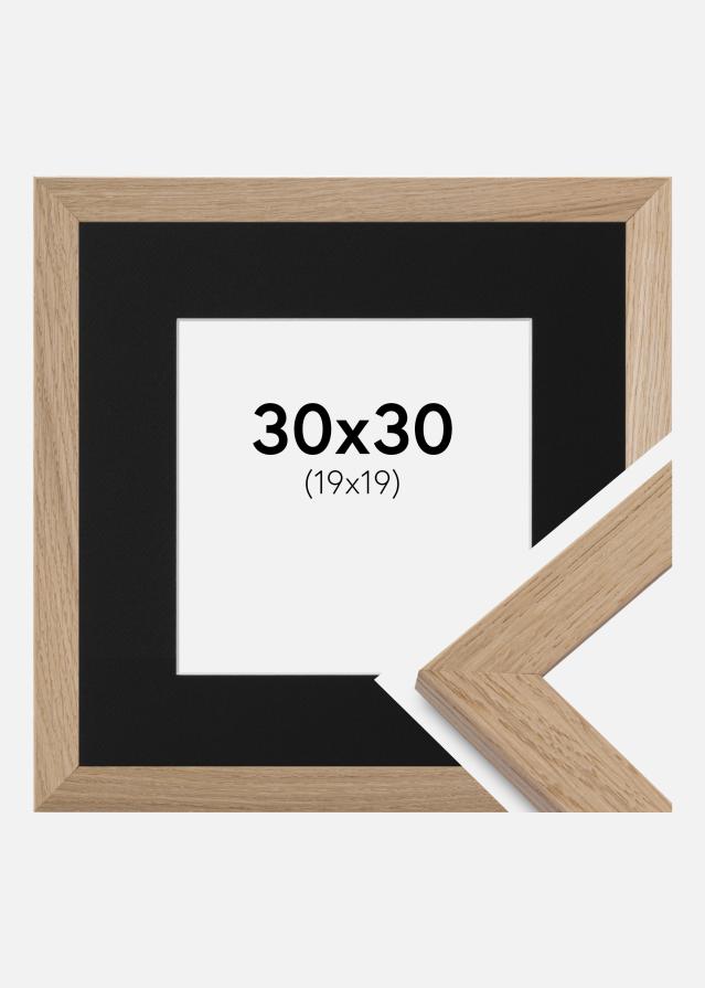 Ram med passepartou Fotolijst Trendline Eiken 30x30 cm - Passe-partout Zwart 20x20 cm