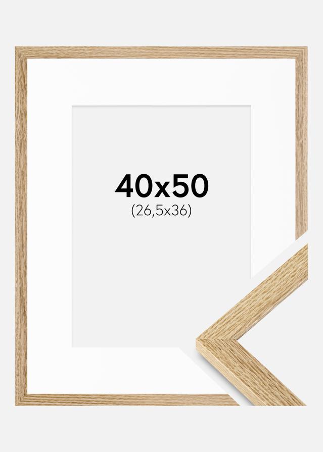 Ram med passepartou Fotolijst Selection Eiken 40x50 cm - Passe-partout Wit 27,5x37 cm