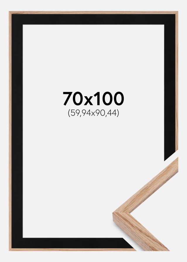 Ram med passepartou Fotolijst E-Line Eiken 70x100 cm - Passe-partout Zwart 24x36 inches