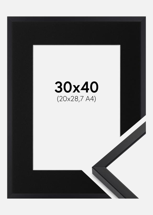 Ram med passepartou Fotolijst E-Line Zwart 30x40 cm - Passe-partout Zwart 21x29,7 cm (A4)