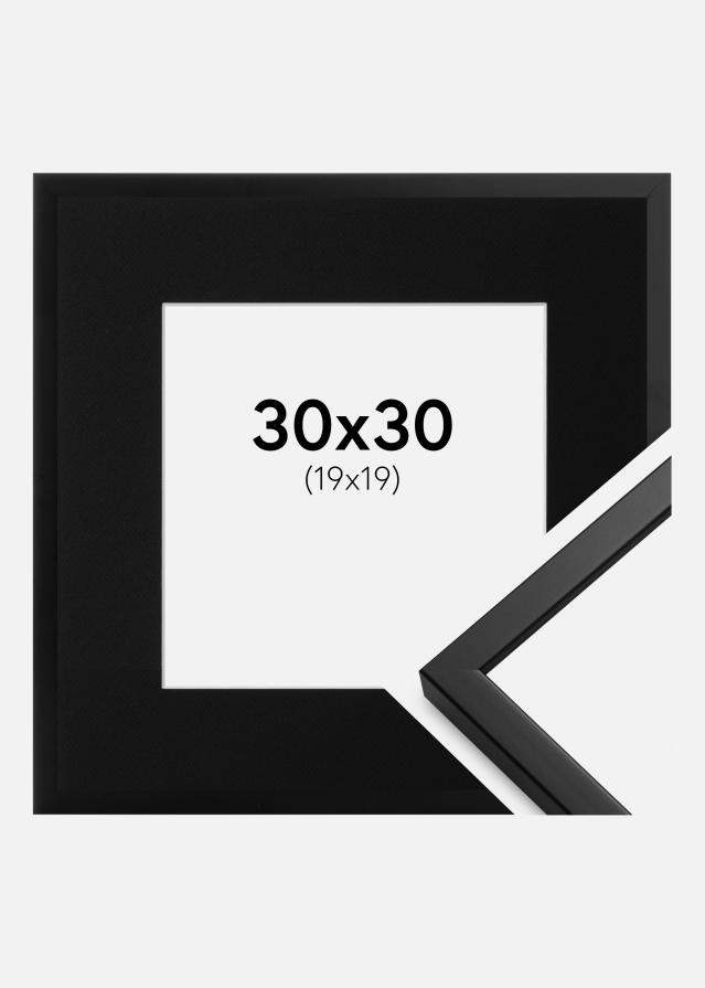 Ram med passepartou Fotolijst Oslo Zwart 30x30 cm - Passe-partout Zwart 20x20 cm