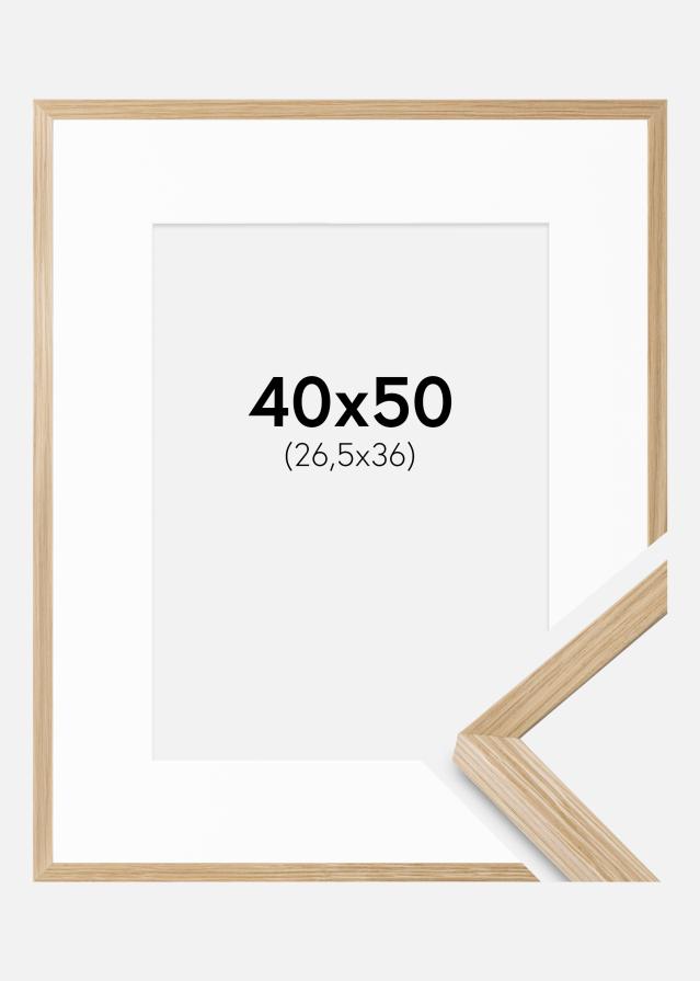 Ram med passepartou Fotolijst Soul Oak Veneer 40x50 cm - Passe-partout Wit 27,5x37 cm