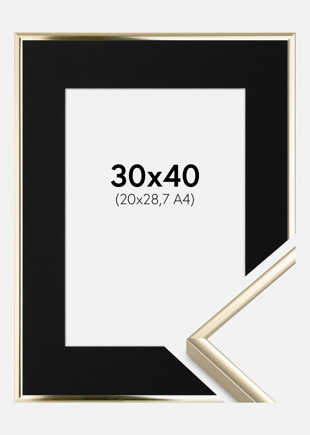 Product Image for Fotolijst Aluminium Glanzend Goud 30x40 cm - Passe-partout Zwart 21x29,7 cm (A4)