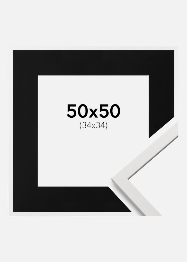 Ram med passepartou Fotolijst Edsbyn Wit 50x50 cm - Passe-partout Zwart 35x35 cm