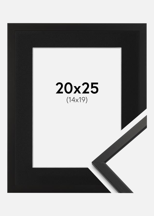 Ram med passepartou Fotolijst Edsbyn Zwart 20x25 cm - Passe-partout Zwart 15x20 cm