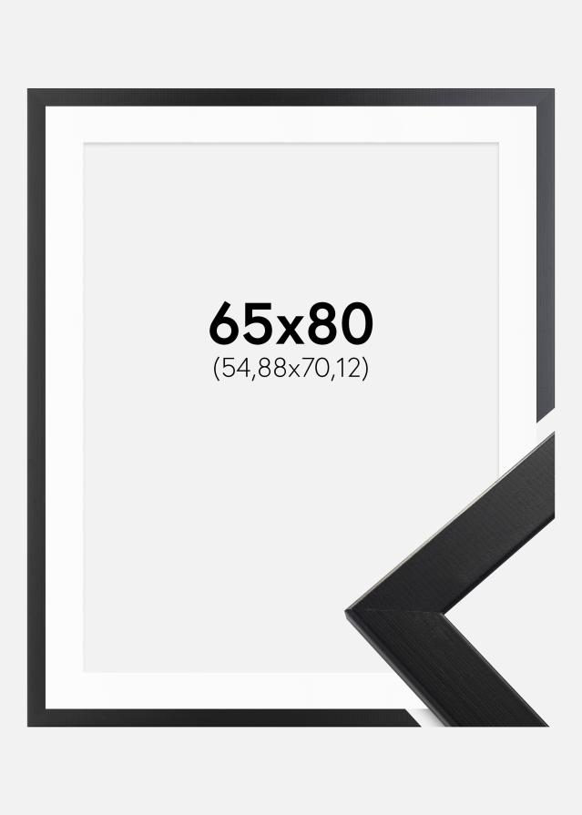 Ram med passepartou Fotolijst Trendline Zwart 65x80 cm - Passe-partout Wit 22x28 inches