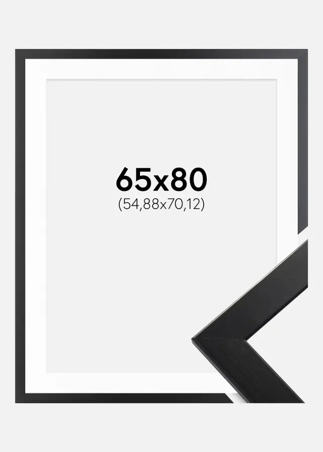 Ram med passepartou Fotolijst Trendline Zwart 65x80 cm - Passe-partout Wit 22x28 inches