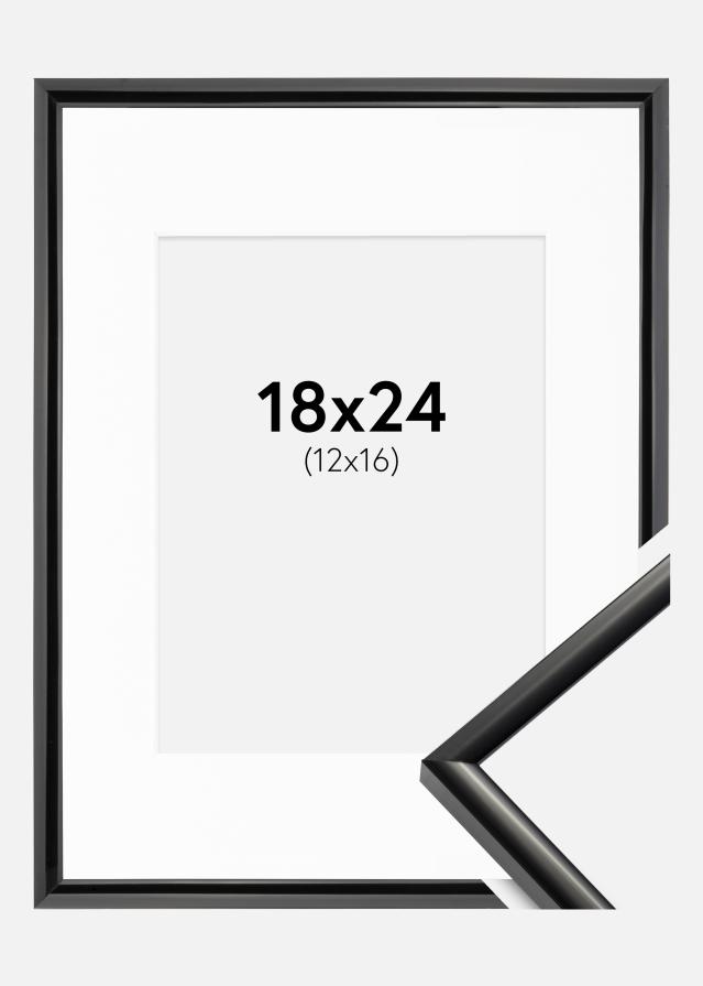 Ram med passepartou Fotolijst New Lifestyle Zwart 18x24 cm - Passe-partout Wit 13x17 cm
