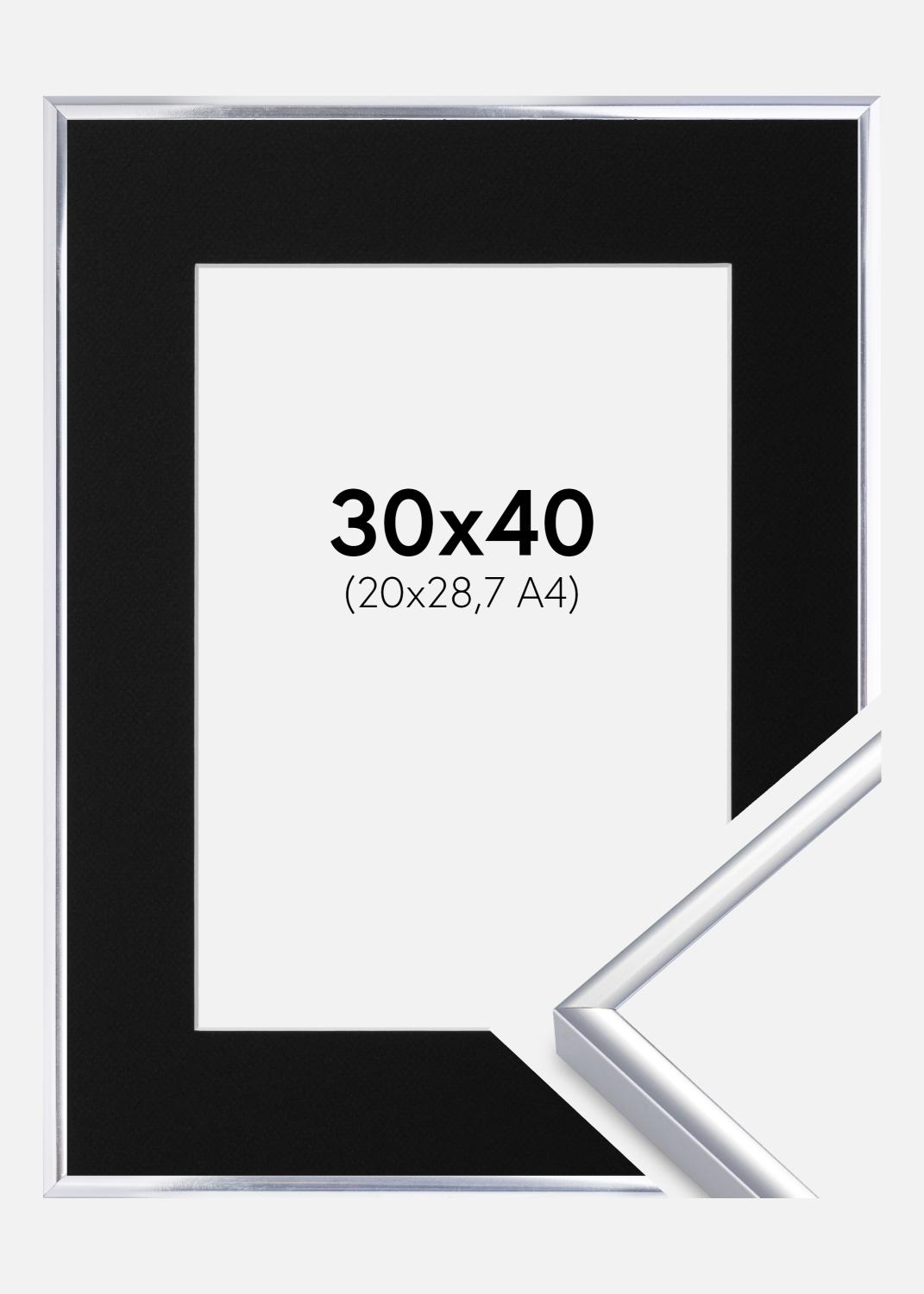 Product Image for Fotolijst Aluminium Glanzend Zilver 30x40 cm - Passe-partout Zwart 21x29,7 cm