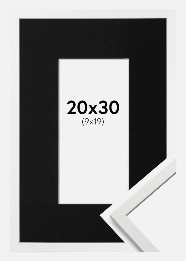 Ram med passepartou Fotolijst Edsbyn Wit 20x30 cm - Passe-partout Zwart 10x20 cm