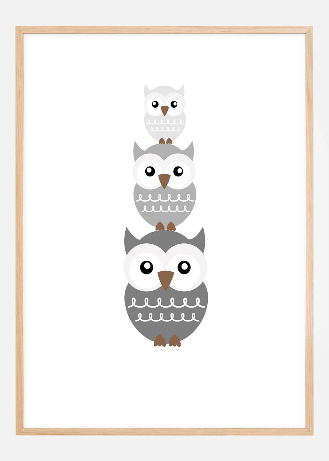 Product Image for Uil Trio - Dofgrijs Poster (70x100 cm)