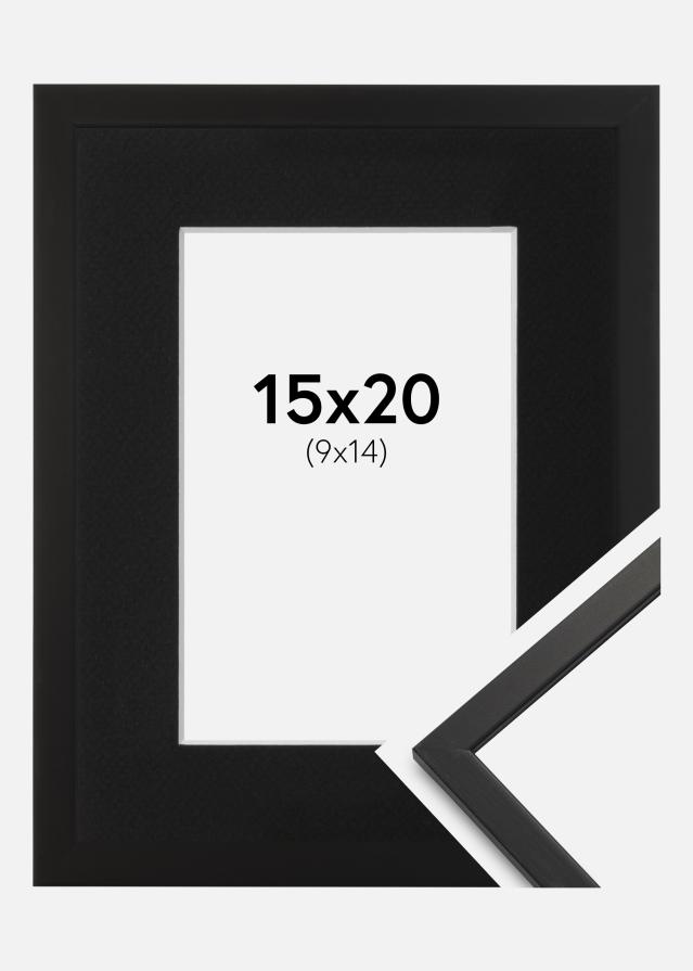 Ram med passepartou Fotolijst Edsbyn Zwart 15x20 cm - Passe-partout Zwart 10x15 cm