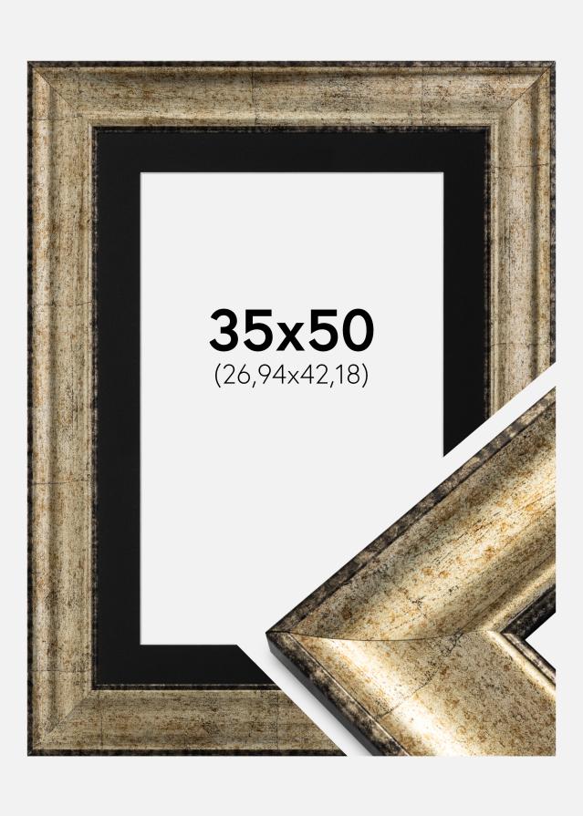 Ram med passepartou Fotolijst Saltsjöbaden Antiek Goud 35x50 cm - Passe-partout Zwart 11x17 inches