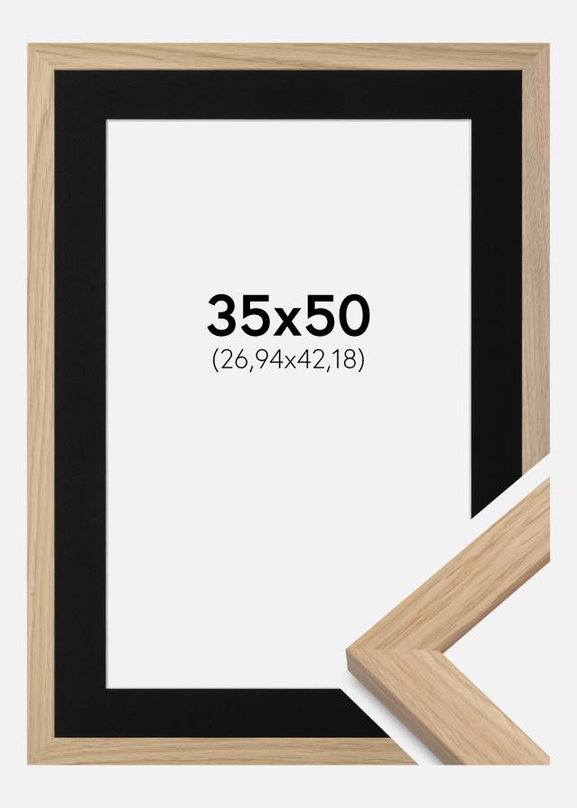 Ram med passepartou Fotolijst Oak Wood 35x50 cm - Passe-partout Zwart 11x17 inches