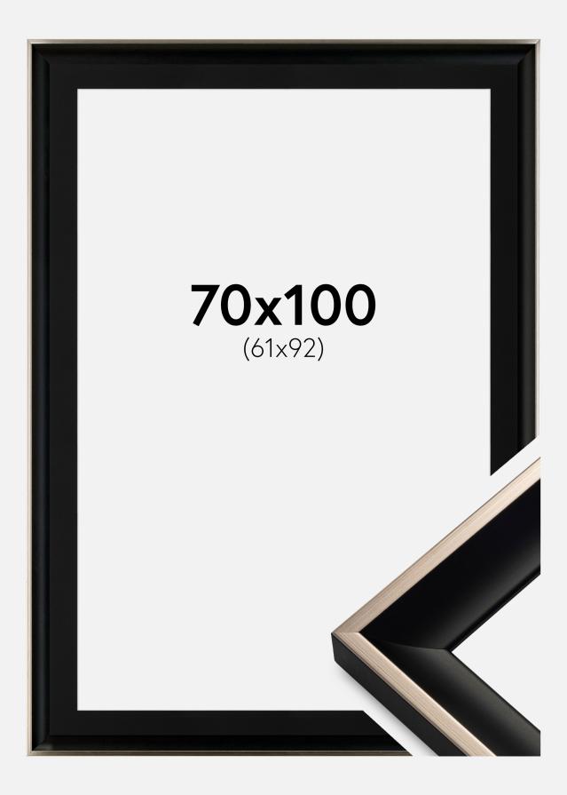 Ram med passepartou Fotolijst Öjaren Zwart-Zilver 70x100 cm - Passe-partout Zwart 62x93 cm