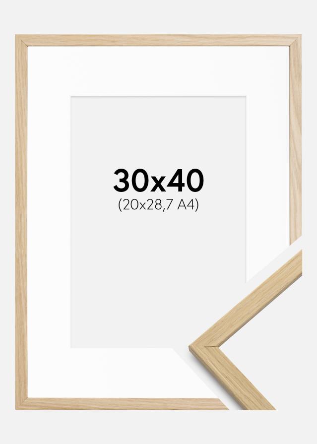 Ram med passepartou Fotolijst Edsbyn Eiken 30x40 cm - Passe-partout Wit 21x29,7 cm (A4)